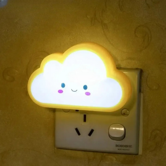 Smiley Cloud Plug-In LED Night Light – Soft Warm Glow Baby Lamp