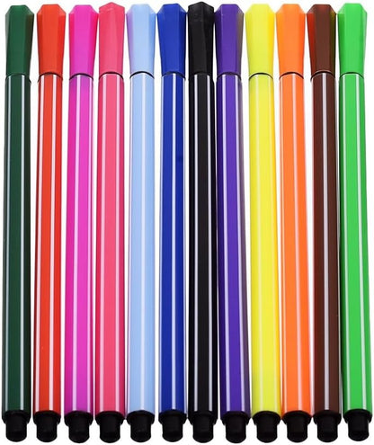 Set of 12 Flomaster Colors – Yellow/Bird Design – Kids Drawing & Coloring Markers