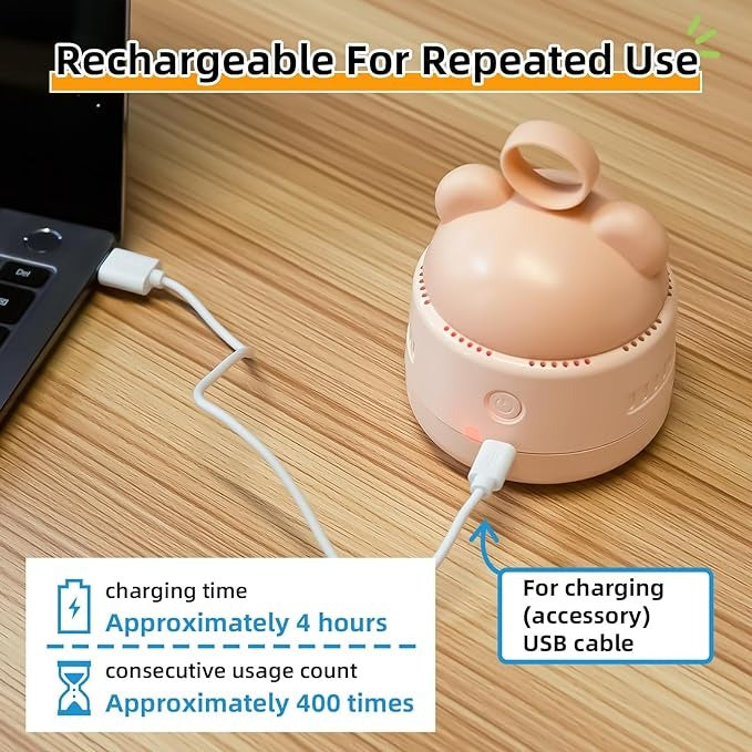 Mini Desktop Vacuum Cleaner with USB Charging – Portable 360° Swivel Dust Cleaner