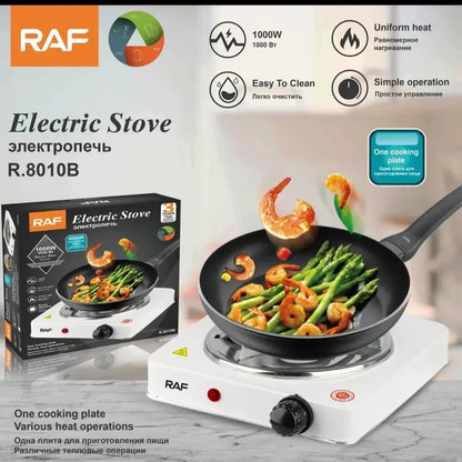 Orange RAF R.8010B Electric Stove Hot Plate and Cooker with 1000W Power, Thermostat, and Uniform Heating