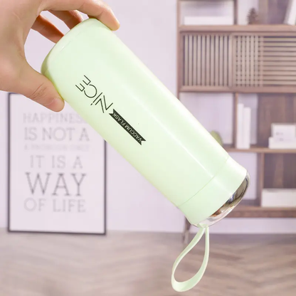Nice Bottle | 400ml Mini Flask Glass Water Bottle with Vacuum Insulation | Temperature Resistant
