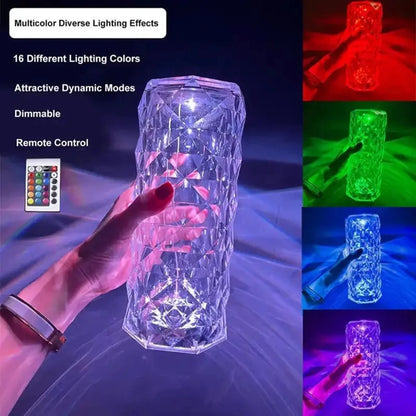16 Colors Diamond Rose Crystal Touch Lamp