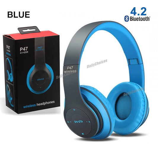 P47 Wireless Headphones | Bluetooth Foldable Headset with Microphone Support