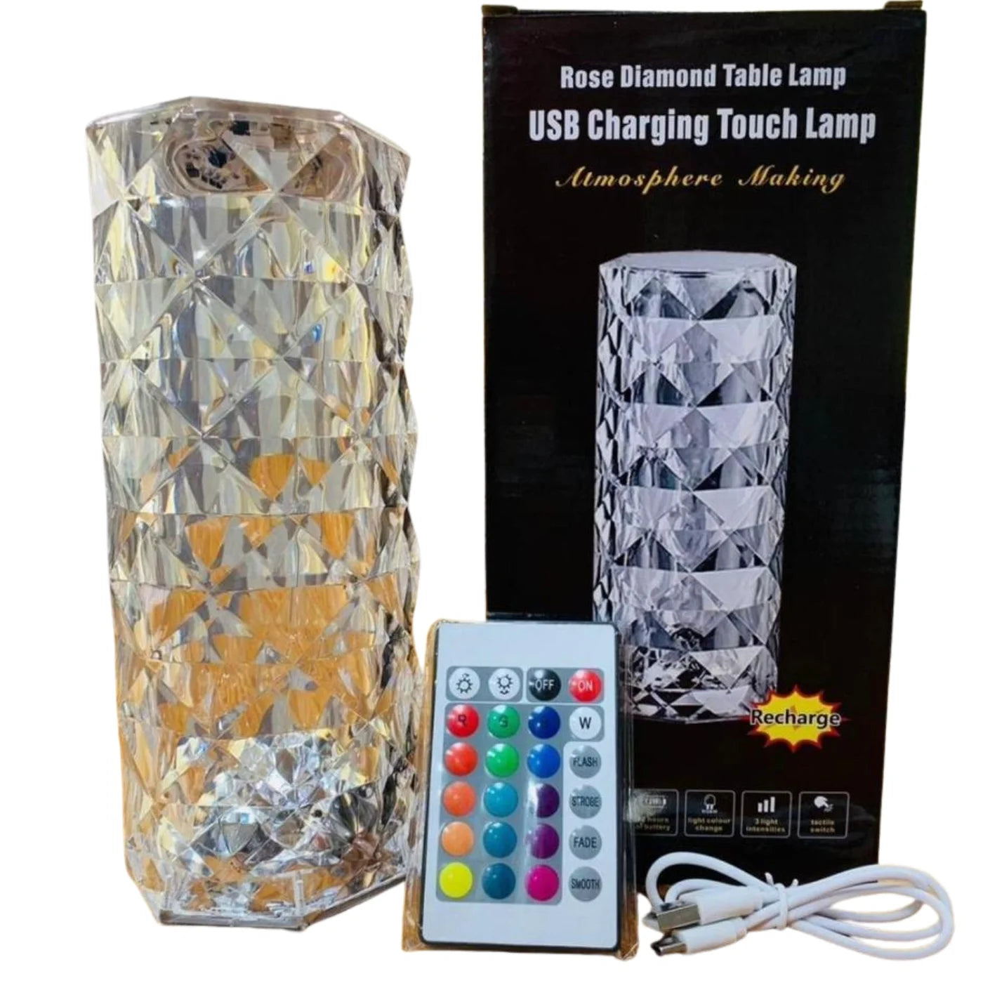 16 Colors Diamond Rose Crystal Touch Lamp