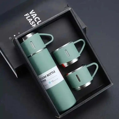 3 Cup 500ML Double-Layer Stainless Steel Vacuum Flask Set | Hot & Cold